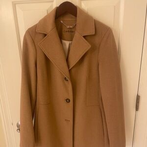 Calvin Klein Camel Wool 3 Button Coat
